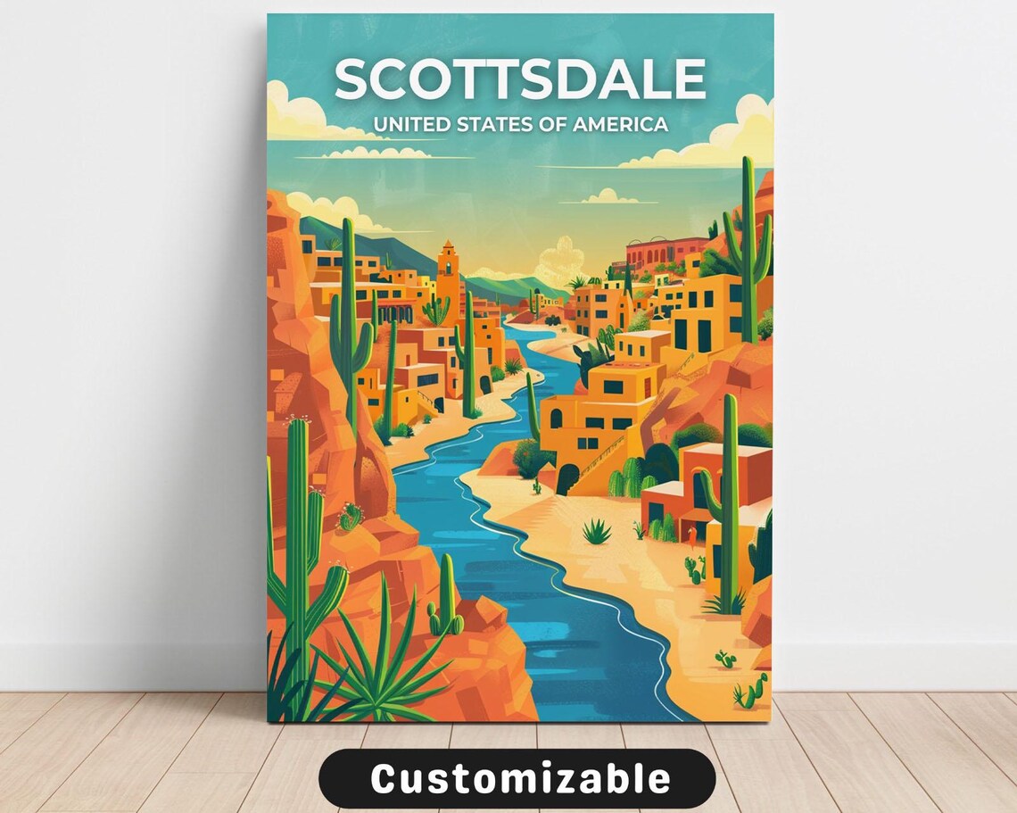 Scottsdale United States Desert River Canyon Scenic Travel Poster