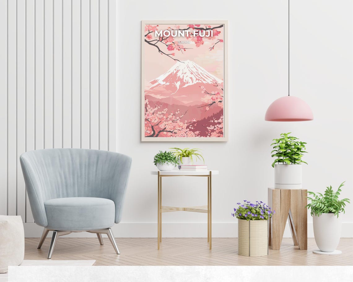 Mount Fuji Japan Cherry Blossom Spring Travel Poster Scenic Gift - Image 2