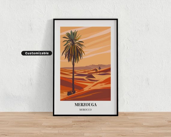 Merzouga Morocco Travel Poster Custom Wall Art