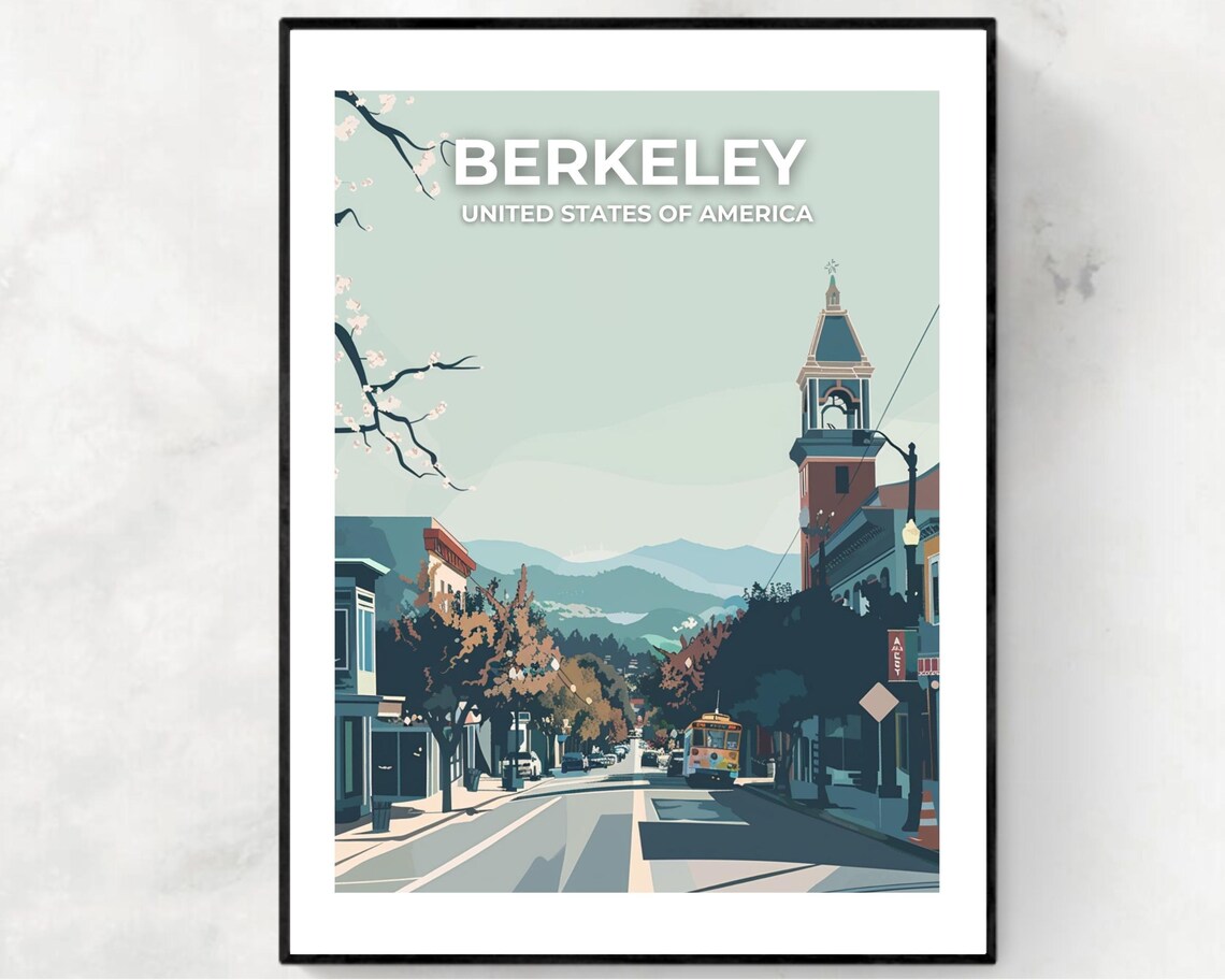 Berkeley Street Cable Car Travel Poster With Overlaid Sky Title
