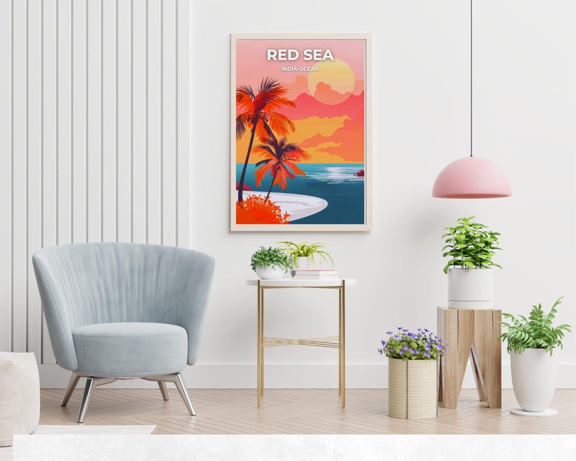 Red Sea Indian Ocean Travel Print Wall Art Red Sea Indian Ocean City Print Red Sea Indian Ocean Travel Gift Red Sea - Image 2