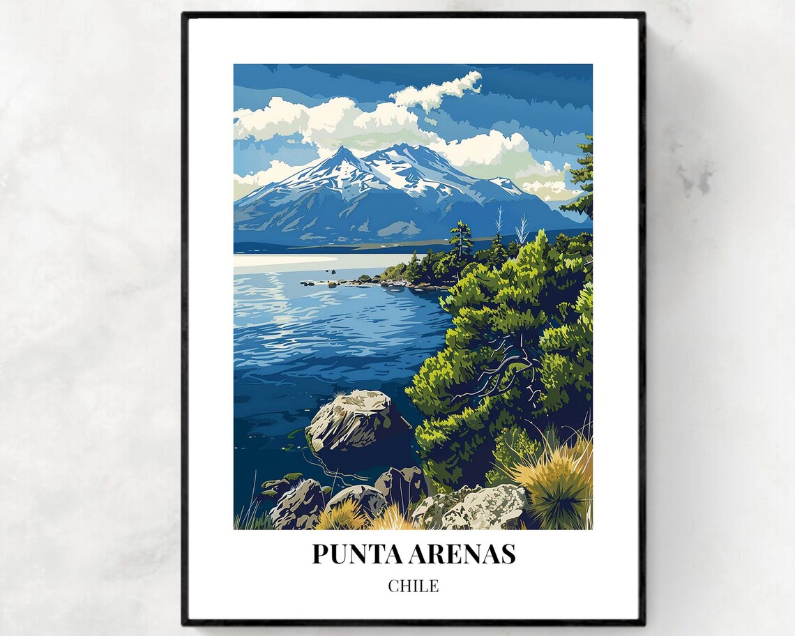 Strait Of Magellan Travel Print Wall Art Punta Arenas Chile City Print Strait Of Magellan Travel Gift Strait Of Magellan Poster