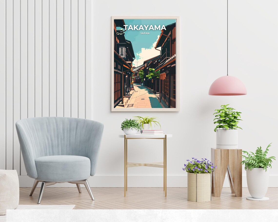 Takayama Japan Historic Machiya Street View Travel Art Poster - Image 2