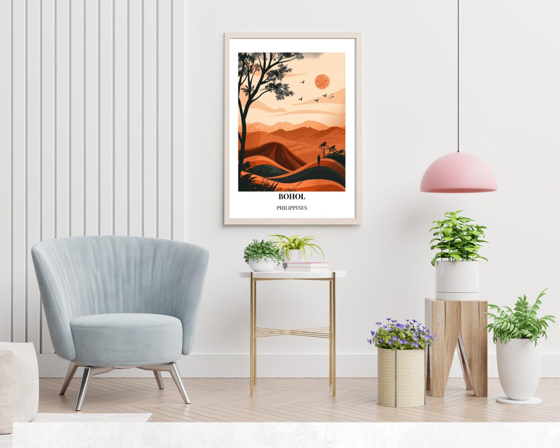 Bohol Philippines Golden Hills Sunset Rolling Landscape Travel Poster - Image 2