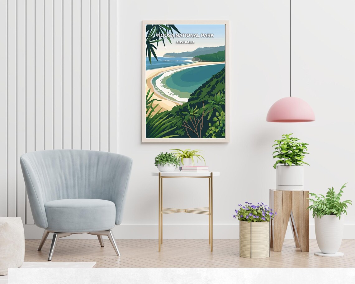 Noosa National Park Crescent Bay Green Headland Travel Poster - Image 2