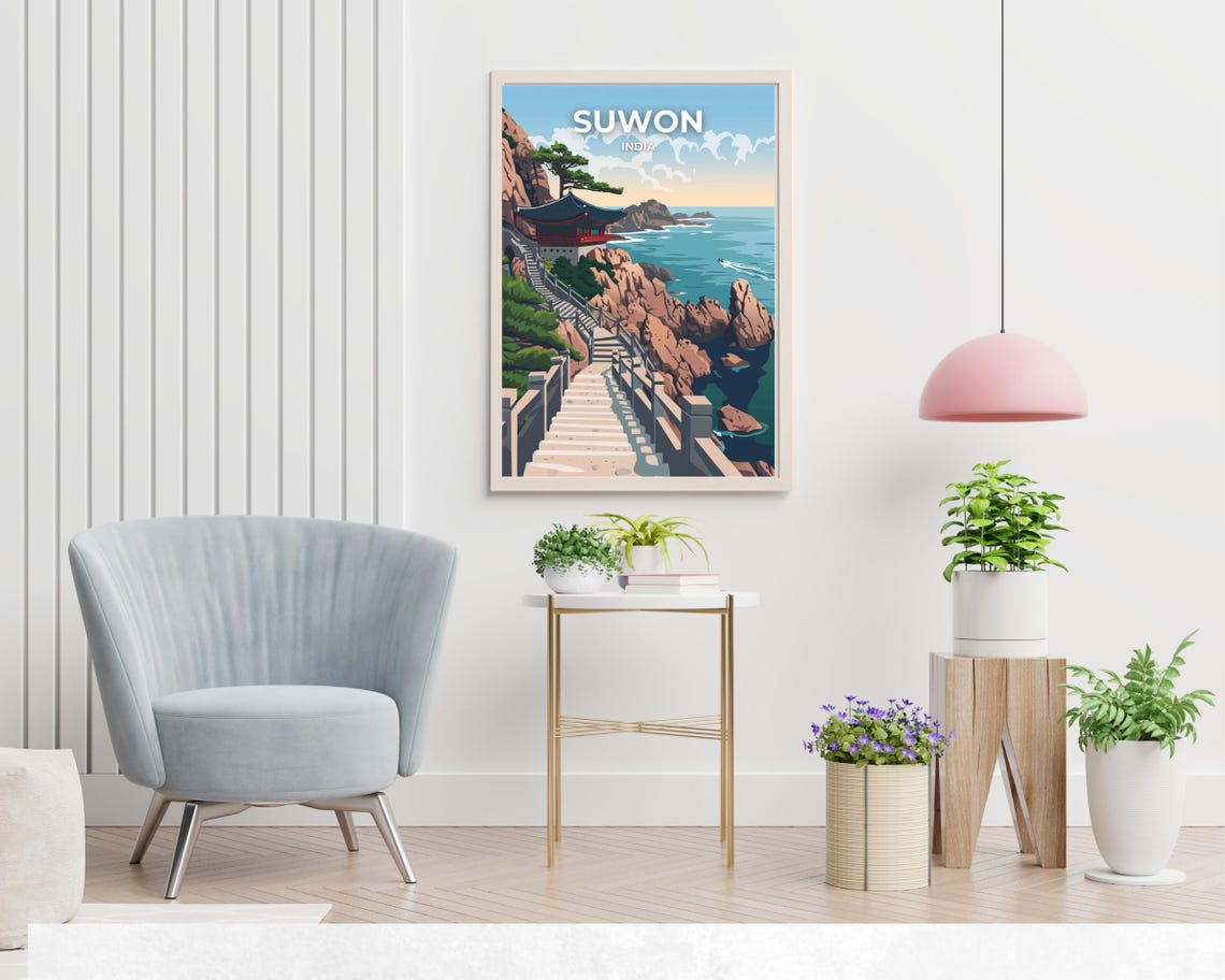 Hwaseong Fortress Travel Print Wall Art Suwon South Korea City Print Hwaseong Fortress Travel Gift Hwaseong Fortress Poster Wall Art - Image 2