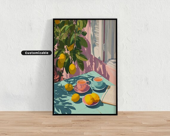 Coffee Cups And Lemons By Open Window Sunlit Still Life Poster