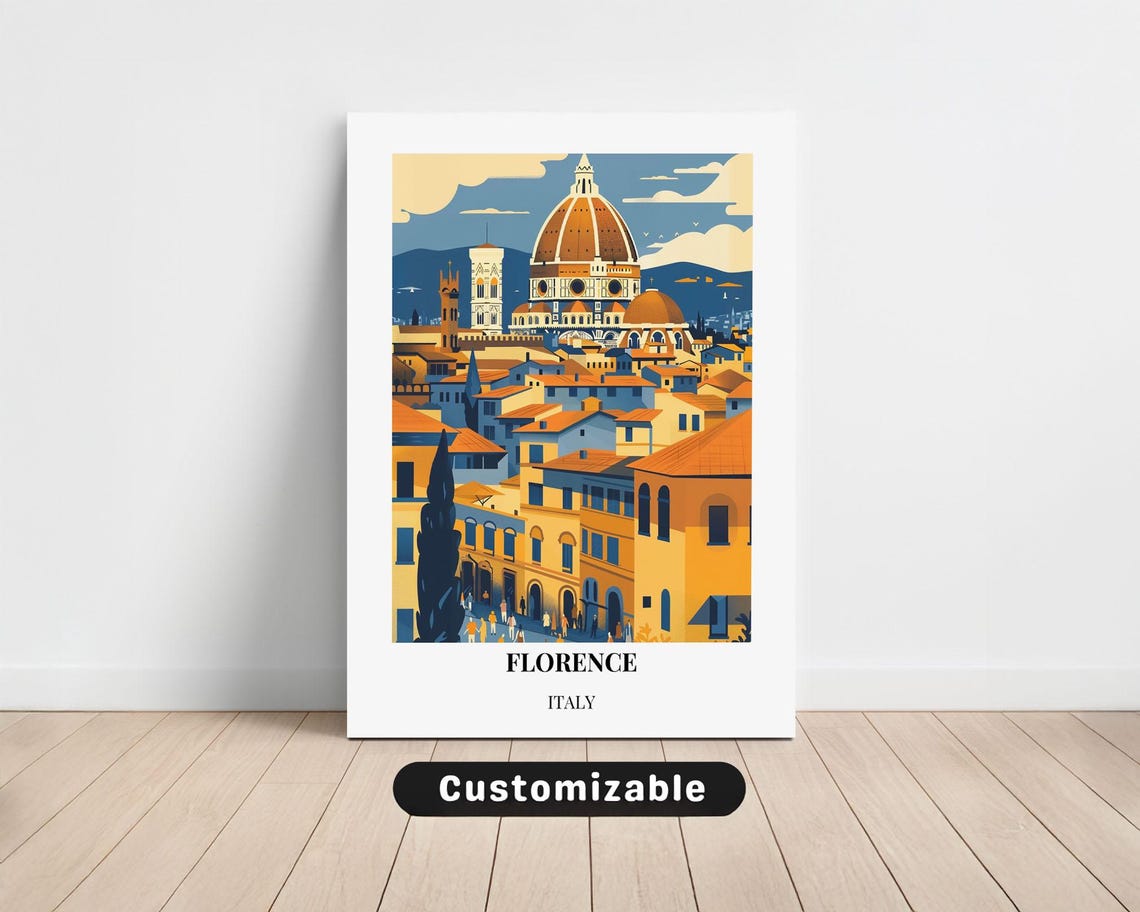 Florence Italy Duomo Tuscan Rooftops Skyline Art Travel Poster