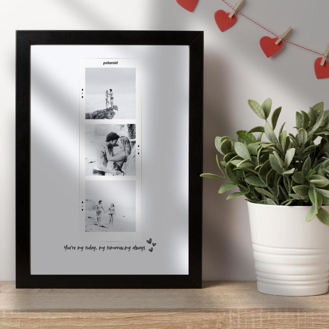 Custom Retro Polaroid Wedding Photo Strip Romantic Quote Gift Poster - Image 3