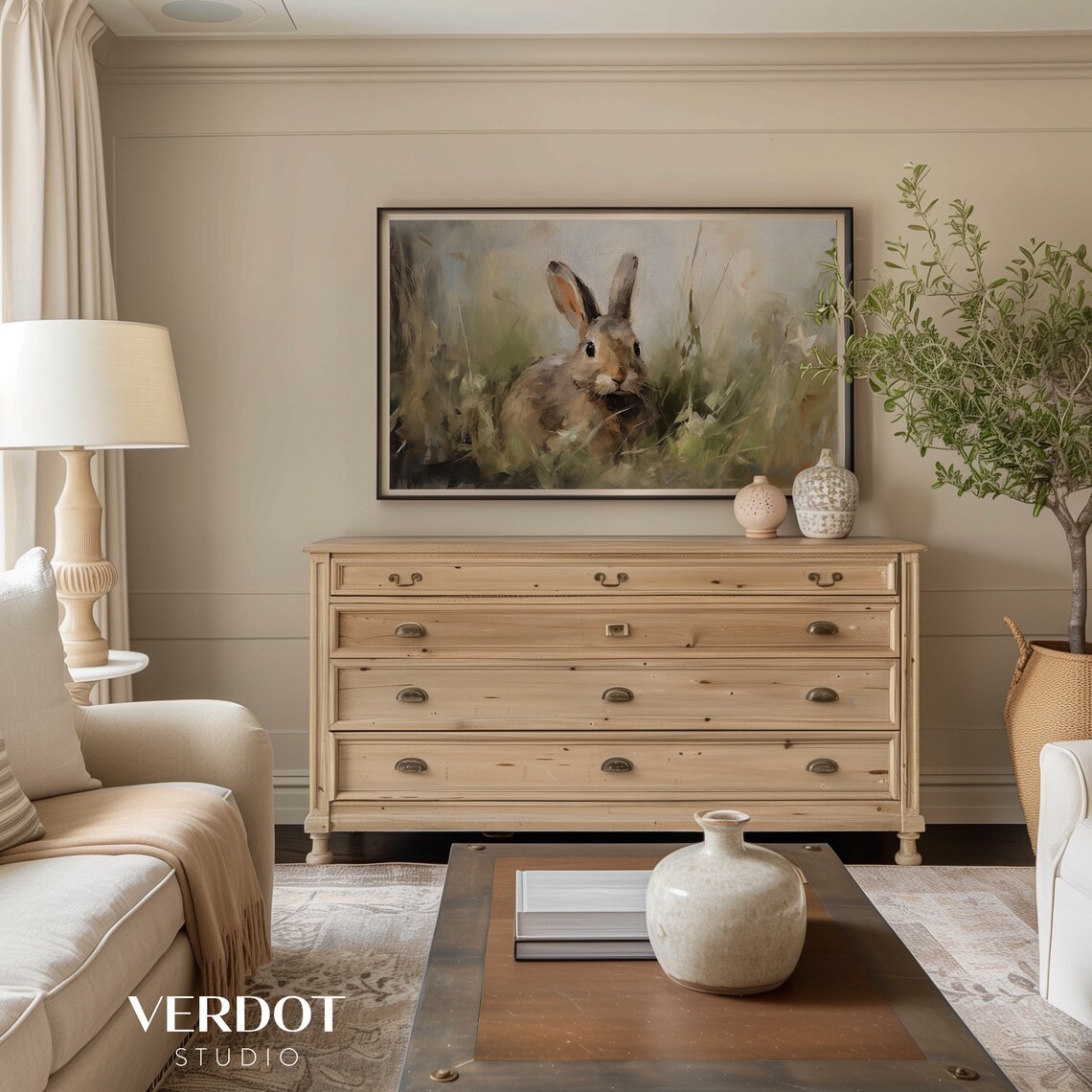 Vintage Easter Bunny Neutral Spring Rabbit Art Print - Image 4