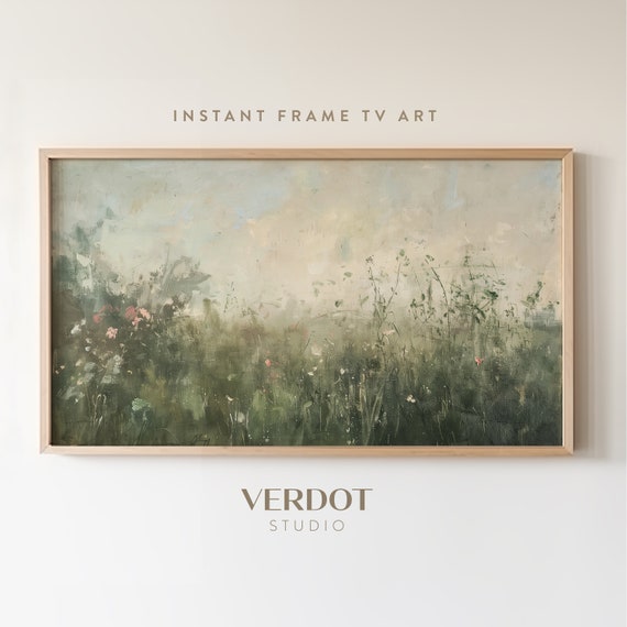 Wildflower Field Spring Landscape Vintage Style Art Print