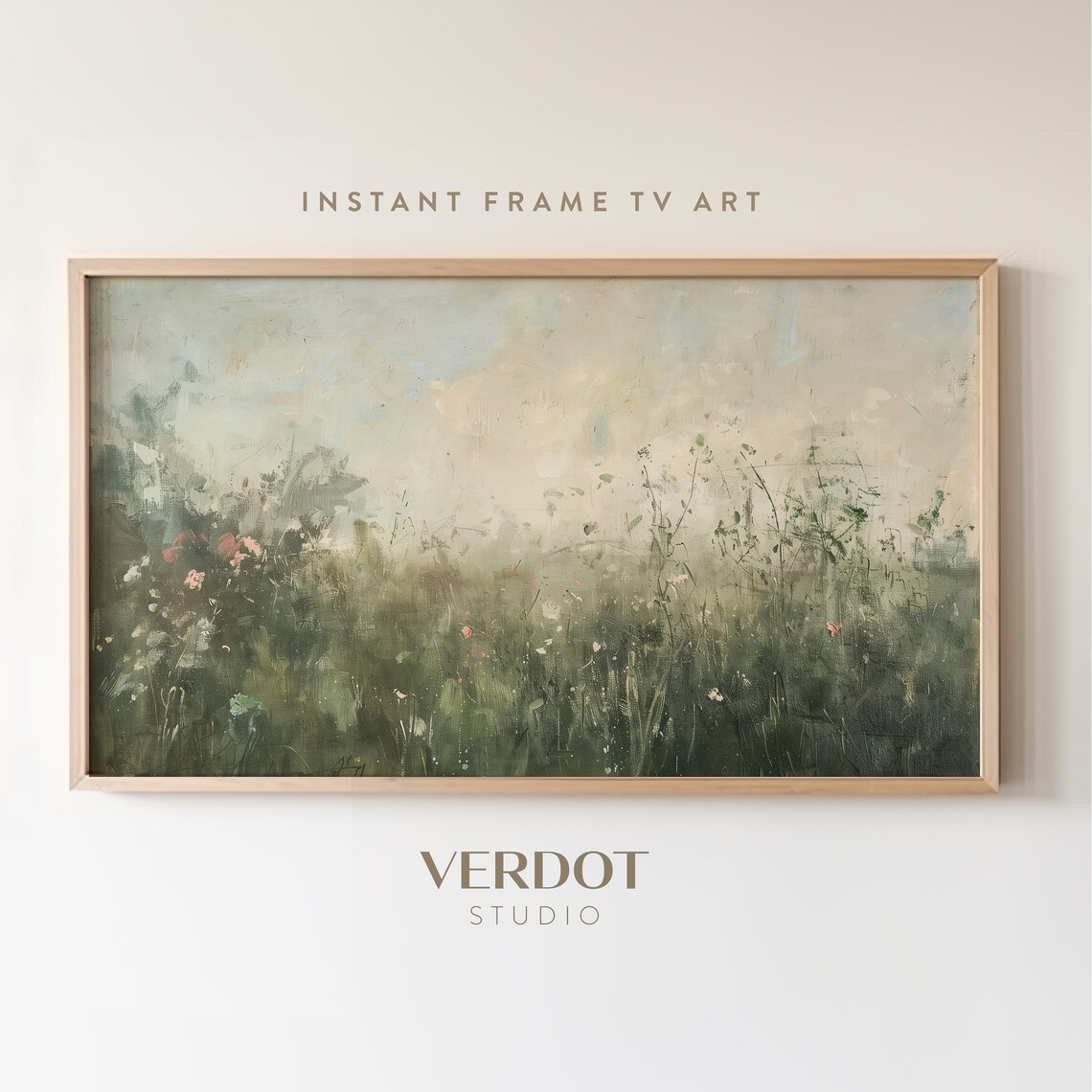 Wildflower Field Spring Landscape Vintage Style Art Print