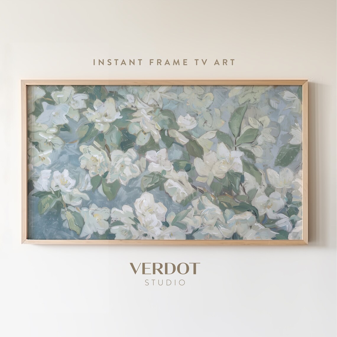 Pale Blue Summer Flowers Abstract Floral Art Print