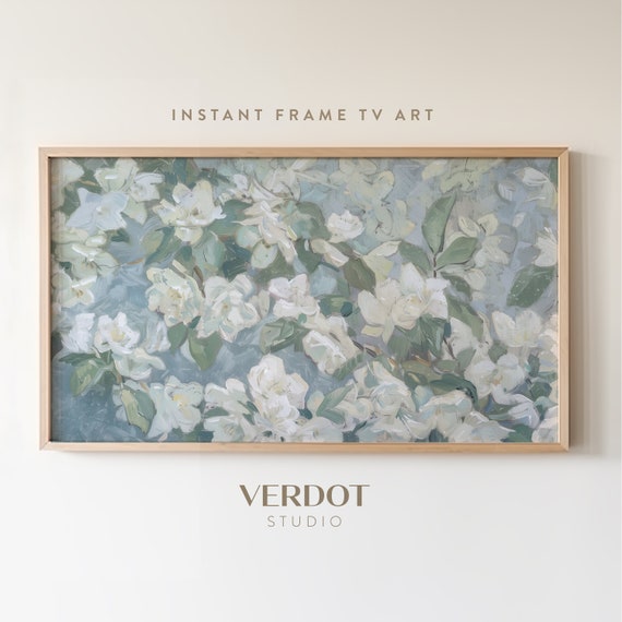 Pale Blue Summer Flowers Abstract Floral Art Print