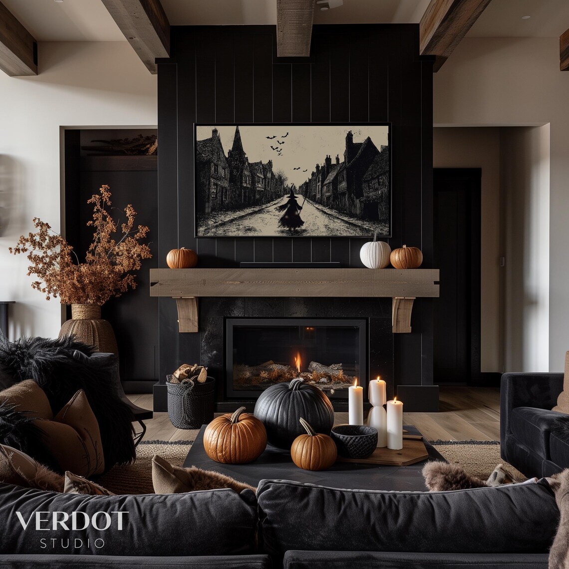 Halloween Witch Village Vintage Art Print - Image 4