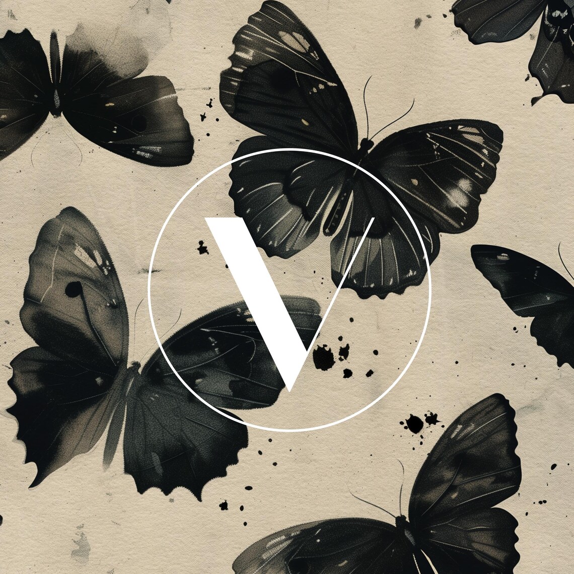 Black Butterfly Study Vintage Ink Illustration Moody Neutral Wall Art Print - Image 3