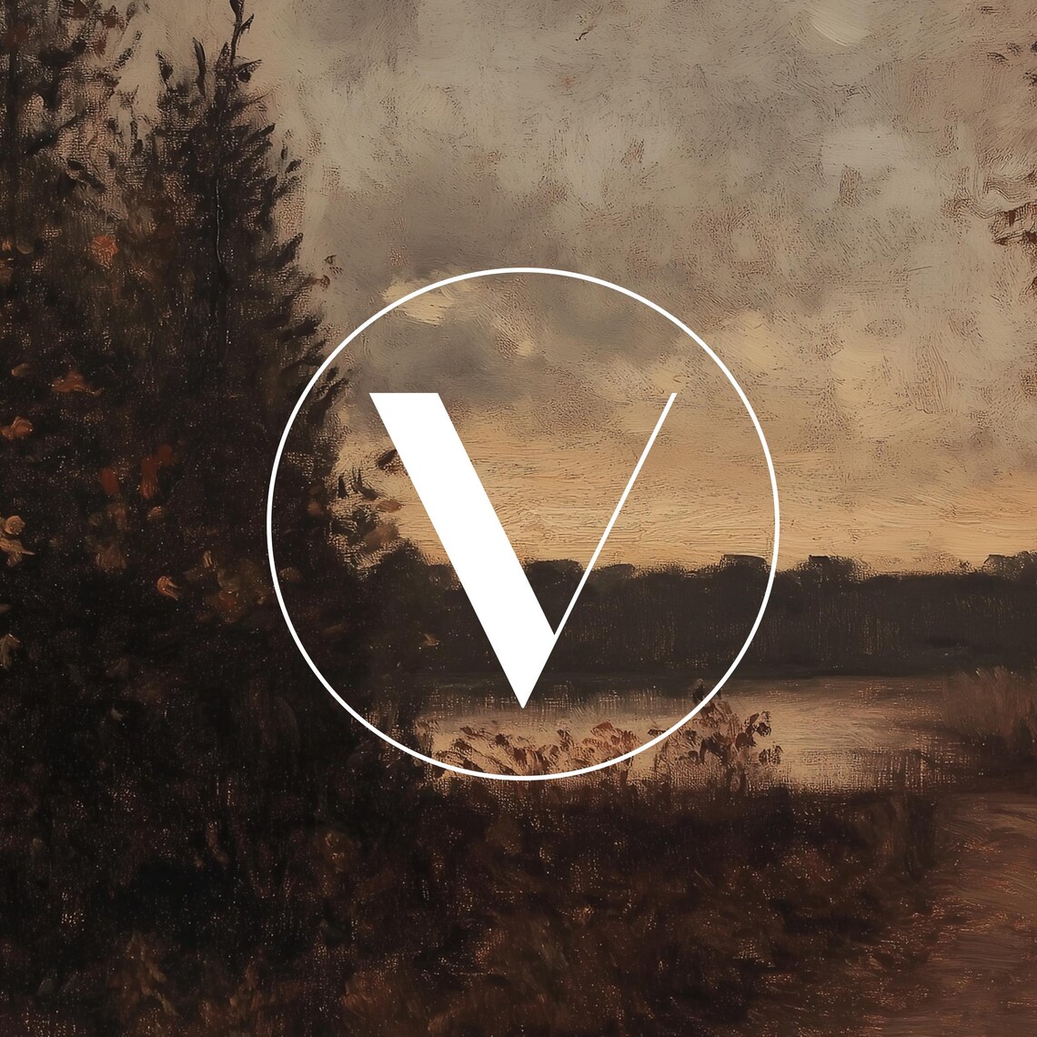 Moody Vintage Fall Landscape Art Print, Antique Scenery - Image 2