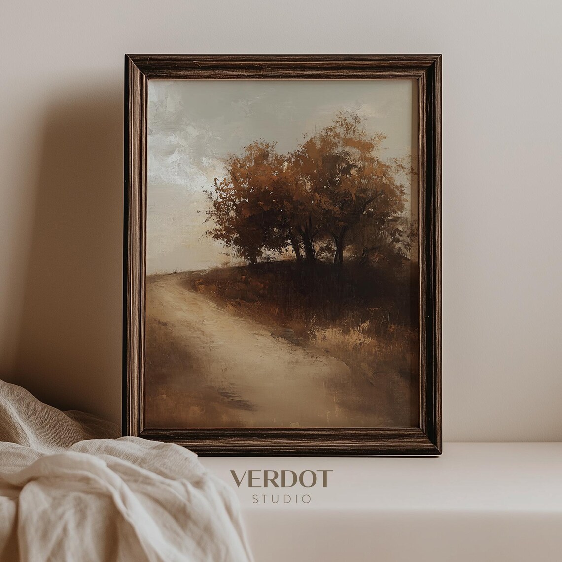 Vintage Fall Landscape, Autumn Trees Art Print