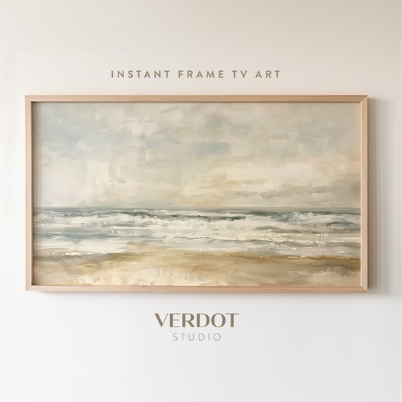 Coastal Ocean Beach Art Print, Neutral Seascape