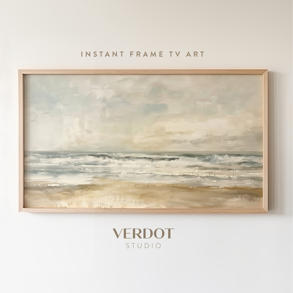 Coastal Ocean Beach Art Print, Neutral Seascape