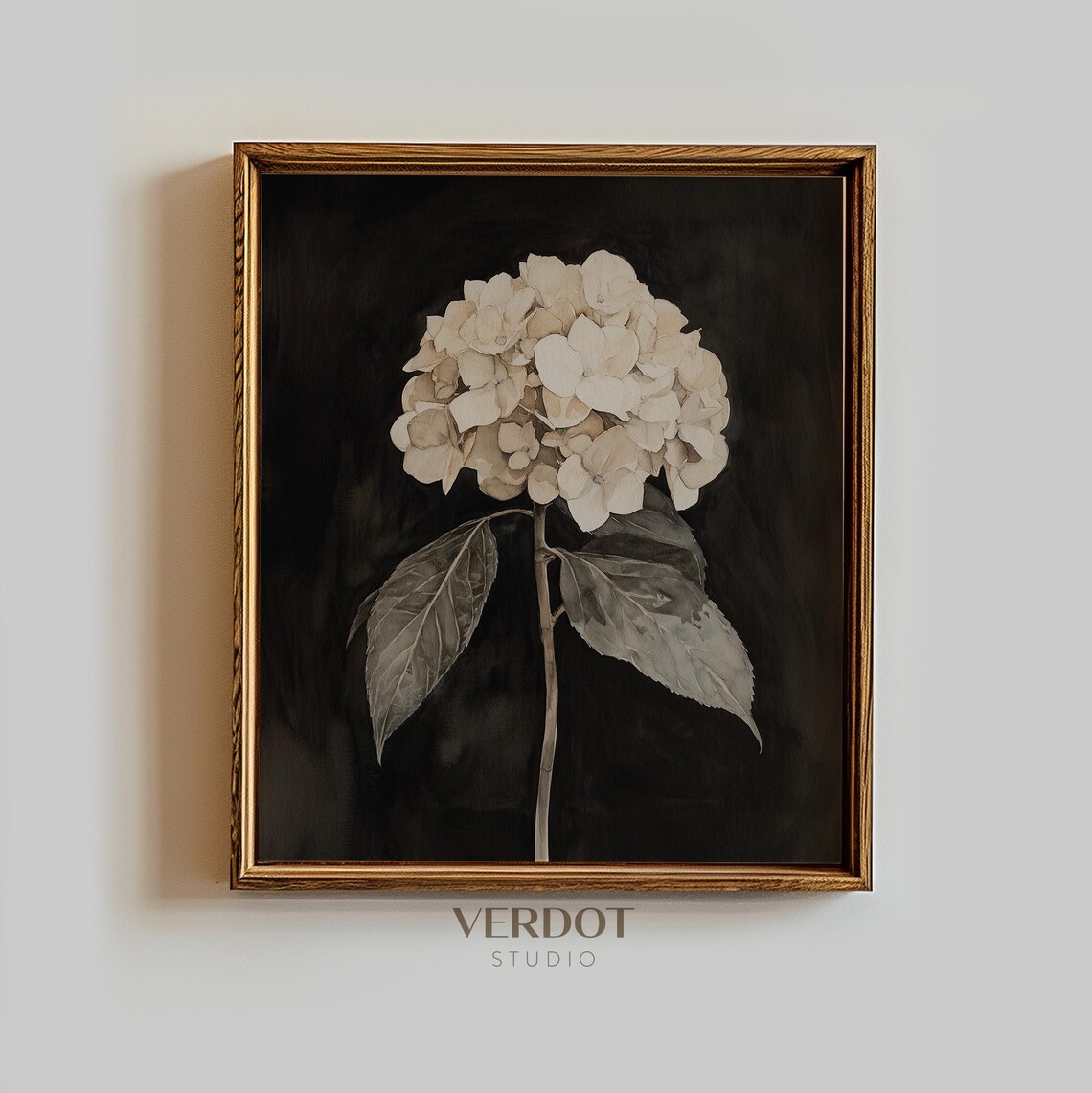 Vintage Hydrangea Flower Painting, Botanical Art Print