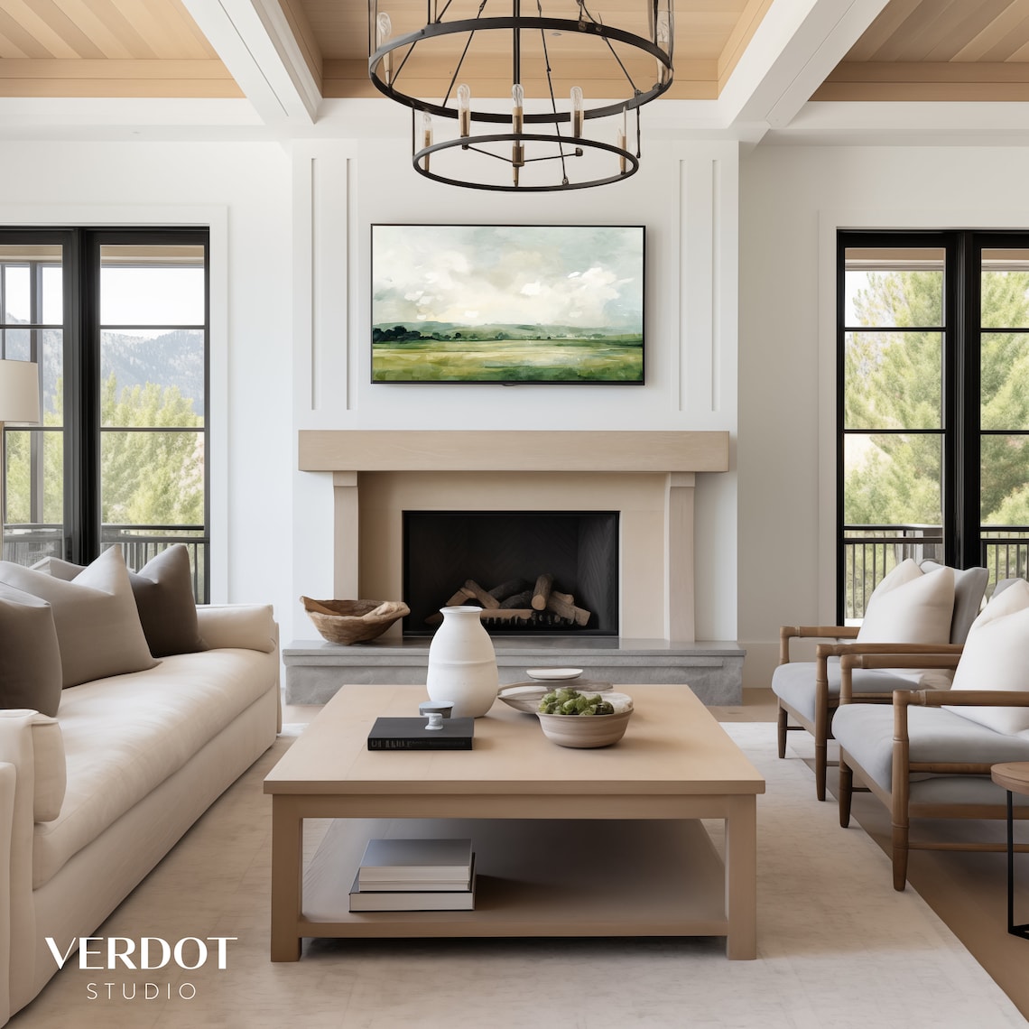 Abstract Landscape Art Print, Modern Farmhouse Scenery - Image 3