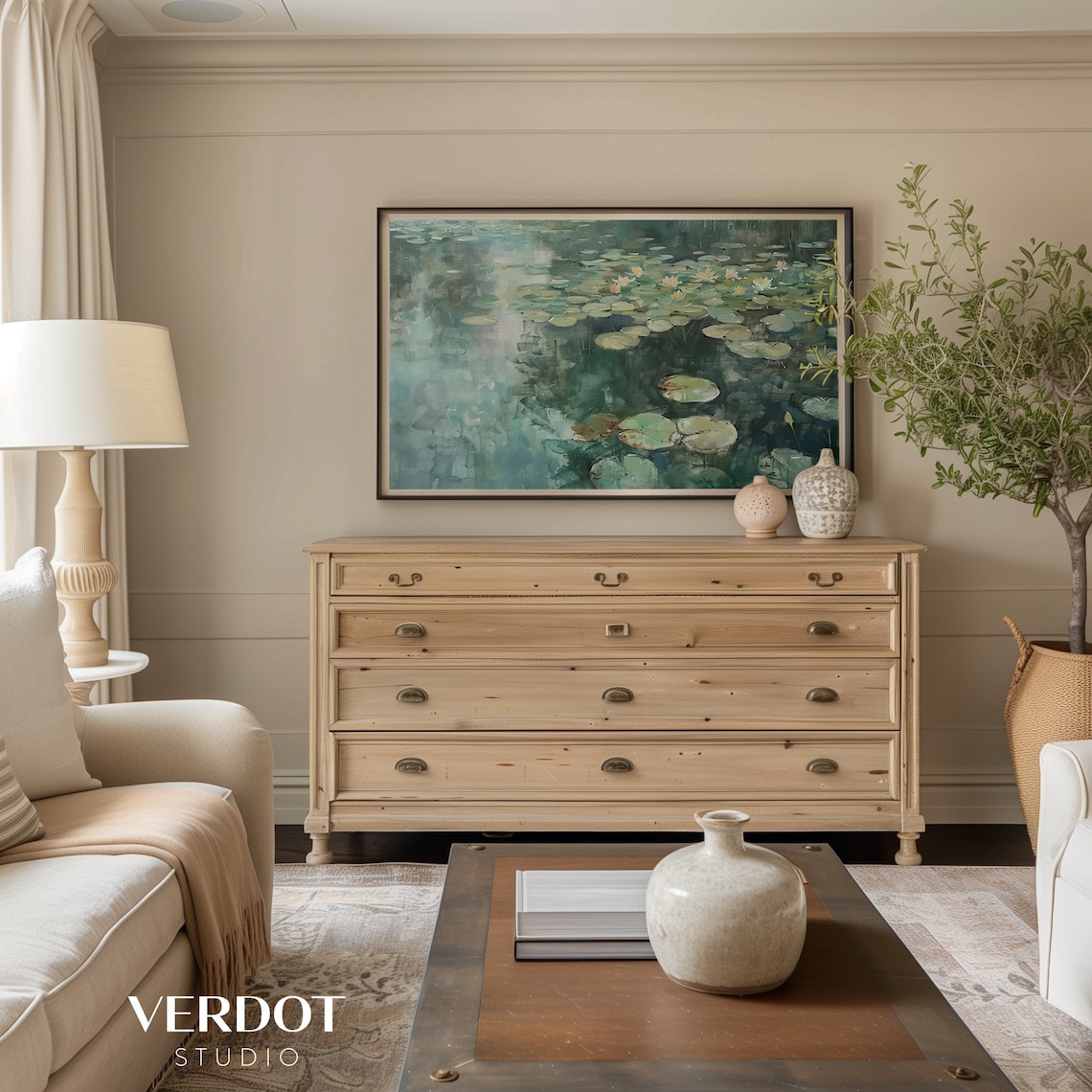 Monet-Inspired Summer Lake Painting Art Print - Image 3
