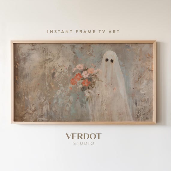 Ghost Flowers Halloween Art Print, Modern Abstract Decor