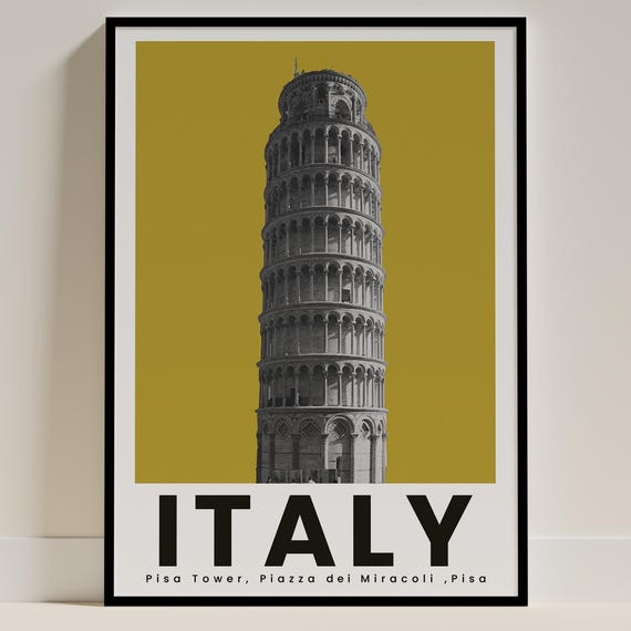 Leaning Tower Of Pisa Vintage Travel Poster