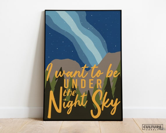 Under The Night Sky Print Nature Wall Art Posters Camping Decor Gift For Hikers And Campers Travel Decorations Stargazing Deco