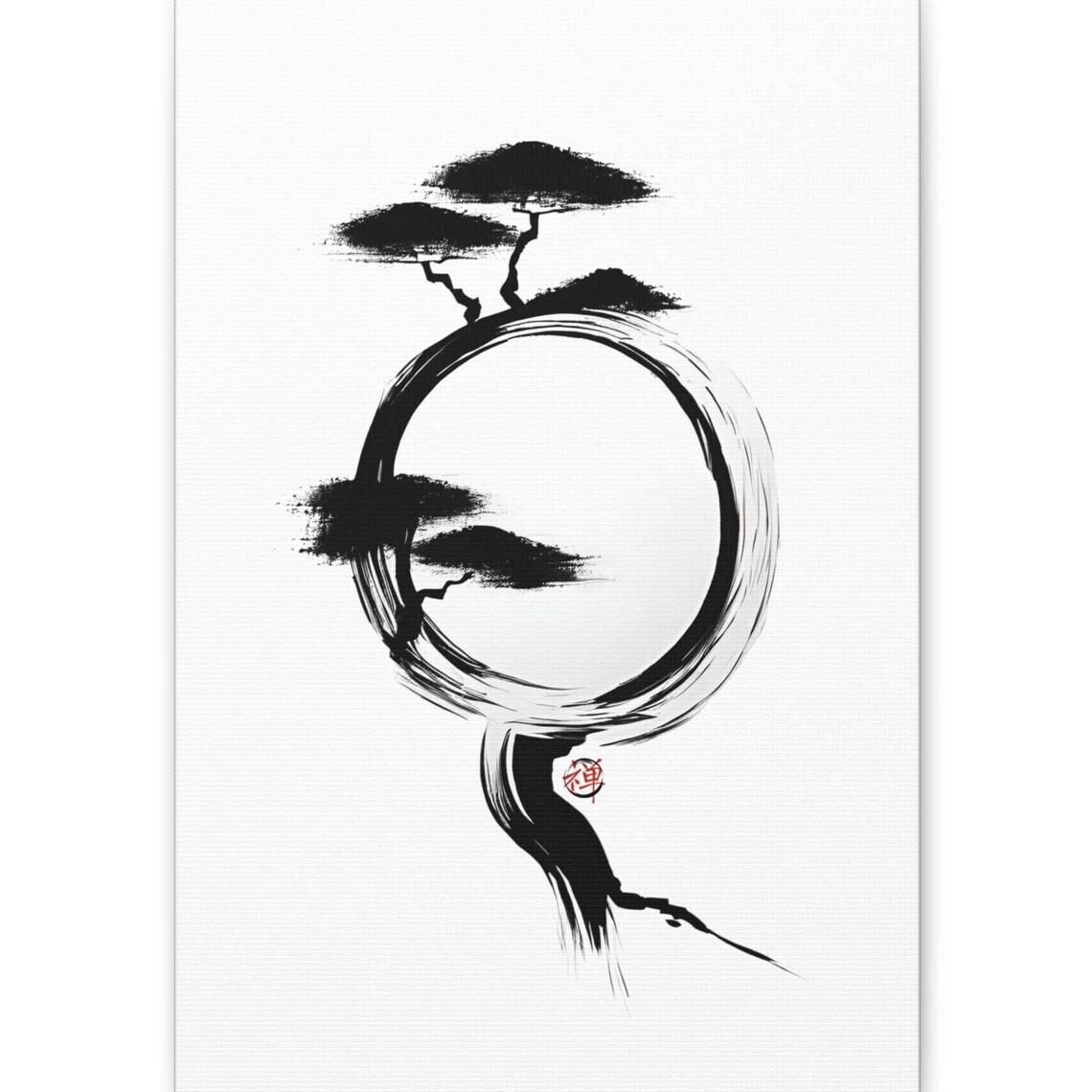 Japandi Zen Ink Wash Art Print, Minimalist Decor