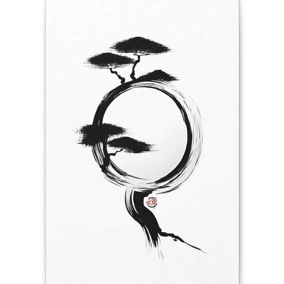 Japandi Zen Ink Wash Art Print, Minimalist Decor