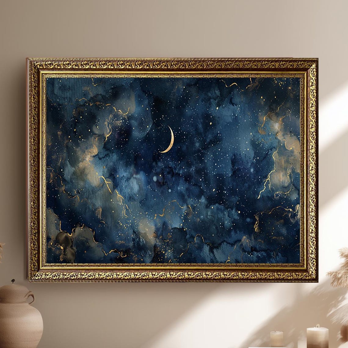 Celestial Moon And Stars Night Sky Dreamy Boho Bedroom Poster