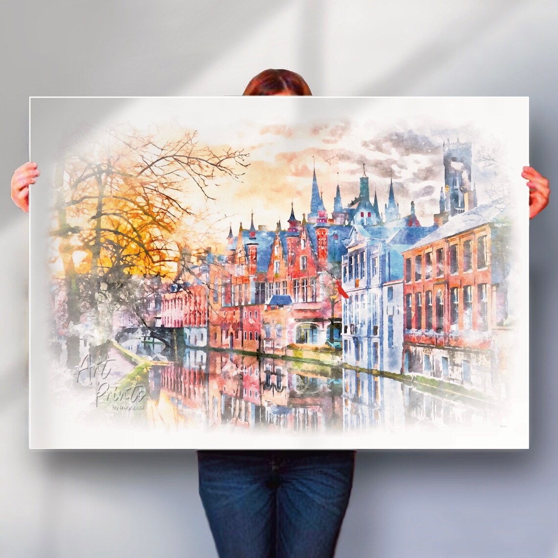 Bruges Belgium Rustic Cityscape Art Print