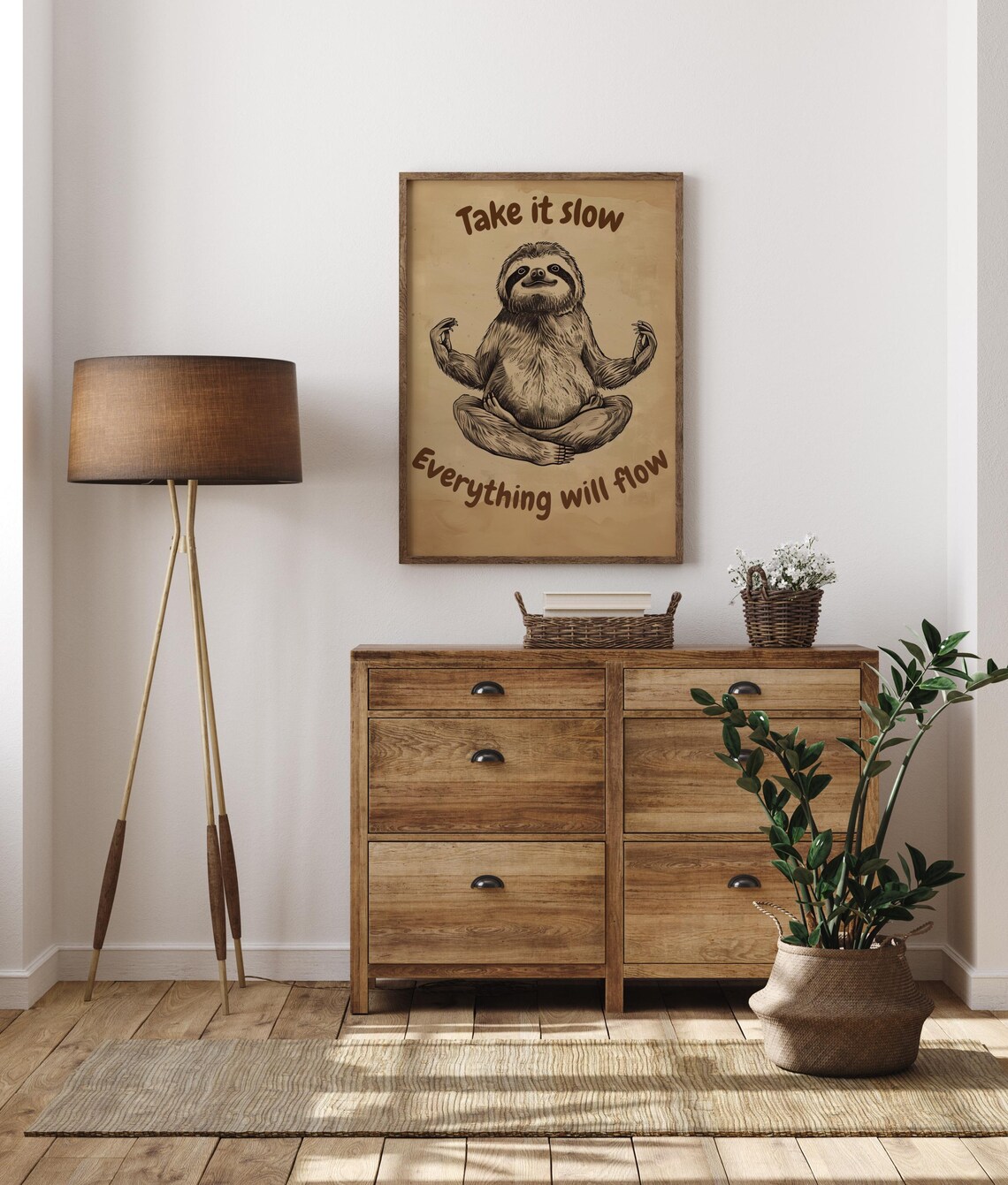 Yoga Sloth Funny Kitchen Wall Art, Cute Quote - Image 3