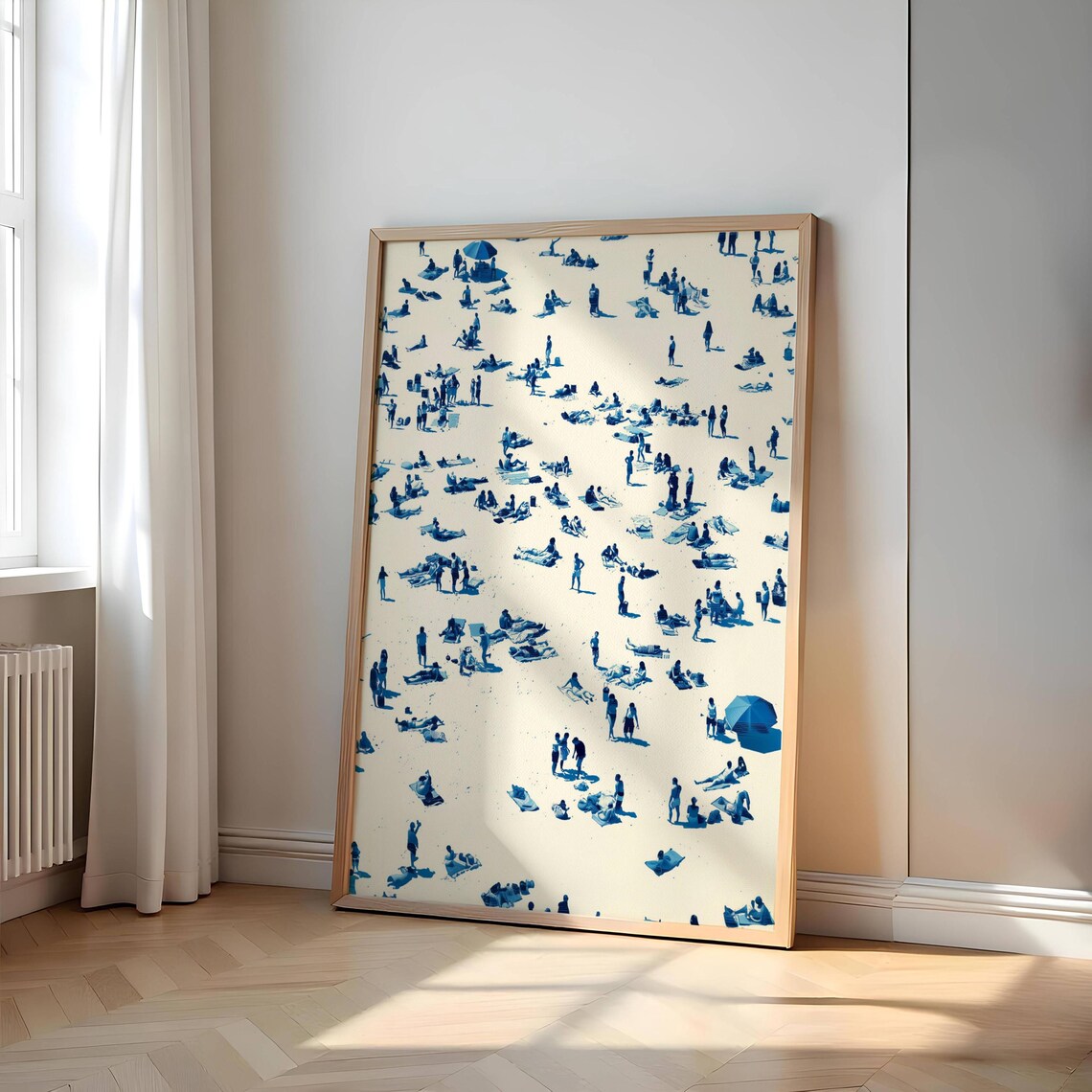 Vintage Surfing Beach Print, Retro Tropical Seaside