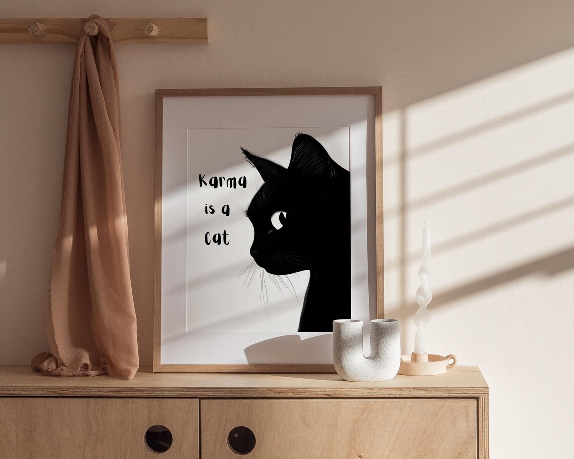 Karma Is A Cat, Funny Cat Illustration - Image 4