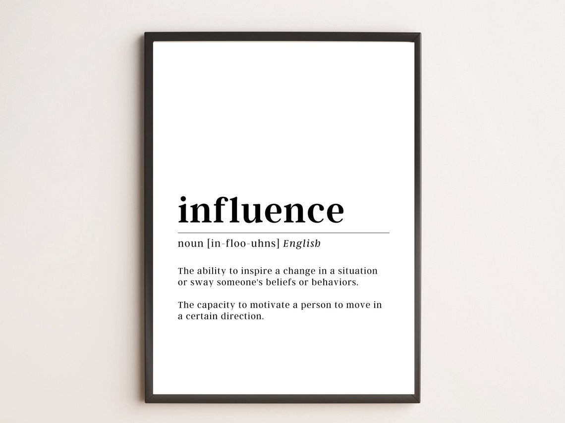 Influence Word Definition Dictionary Typography Minimalist Wall Art
