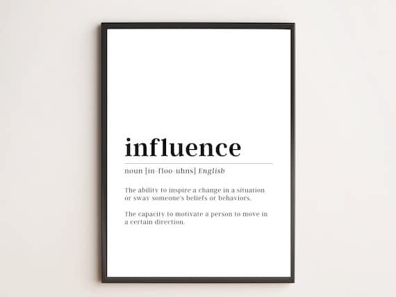 Influence Word Definition Dictionary Typography Minimalist Wall Art
