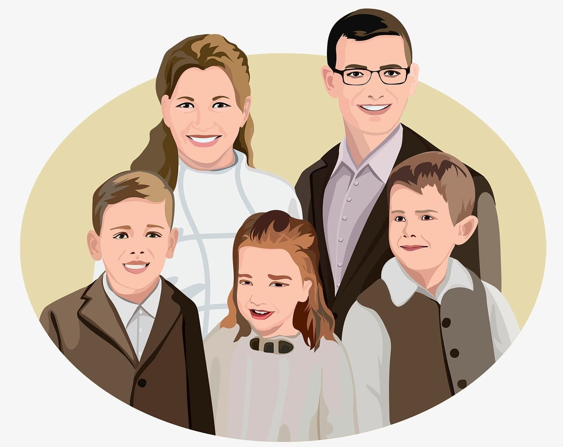 Custom Family Portrait Custom Drawing Family Gift Birthday Parents Big Family Portrait Big Family Idea