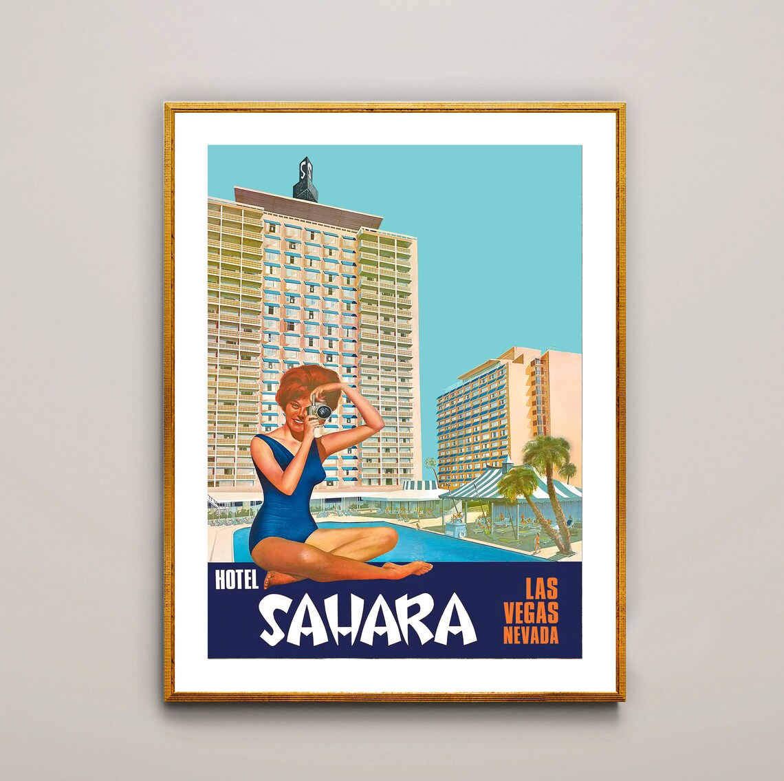 Hotel Sahara Las Vegas Nevada Vintage Travel Poster