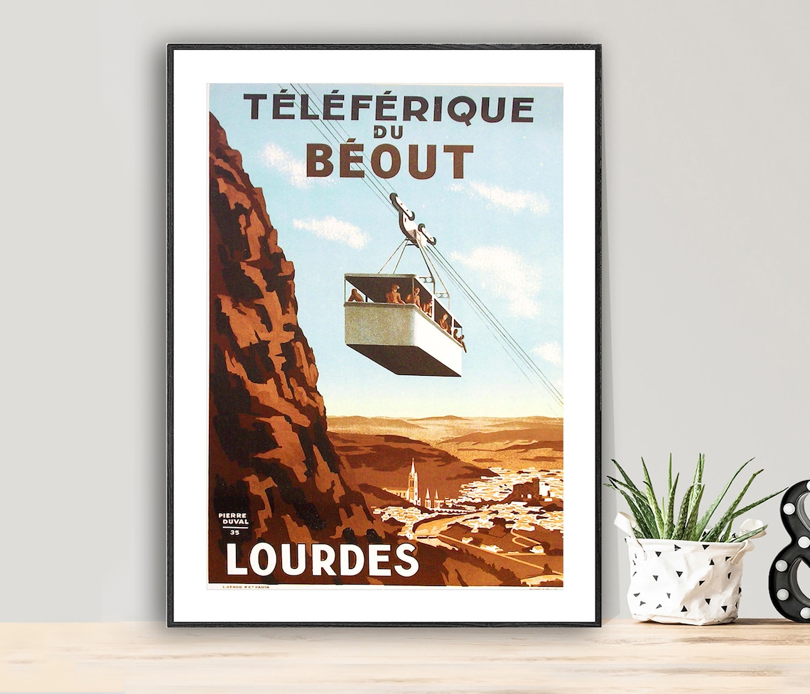 Teleferique De Beout Lourdes Vintage Travel Poster