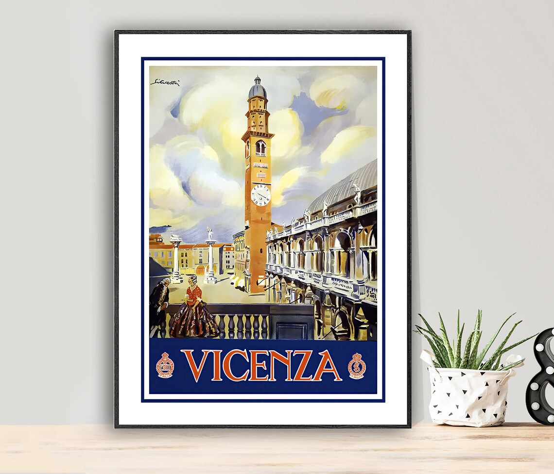 Vicenza Basilica Palladiana Vintage Travel Poster