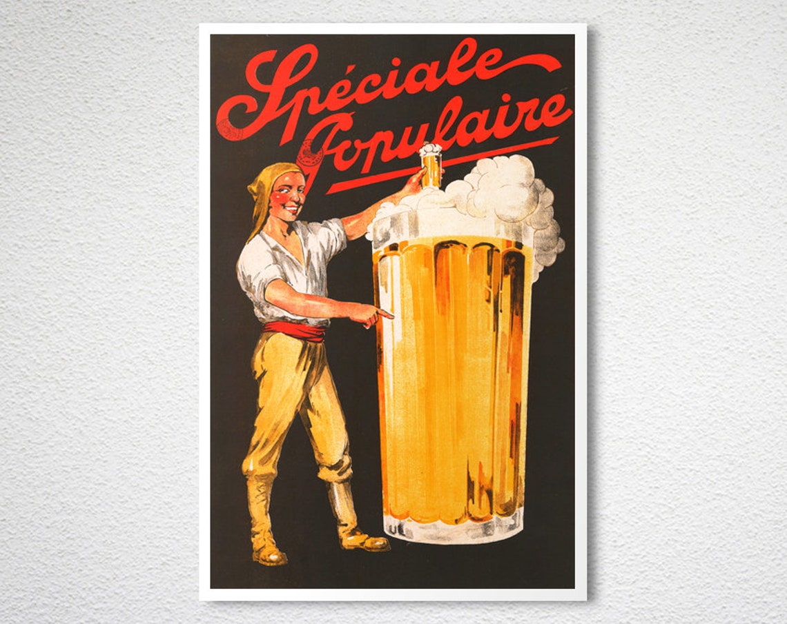 Spéciale Populaire French Beer Giant Frothy Stein Vintage Ad Poster - Image 2