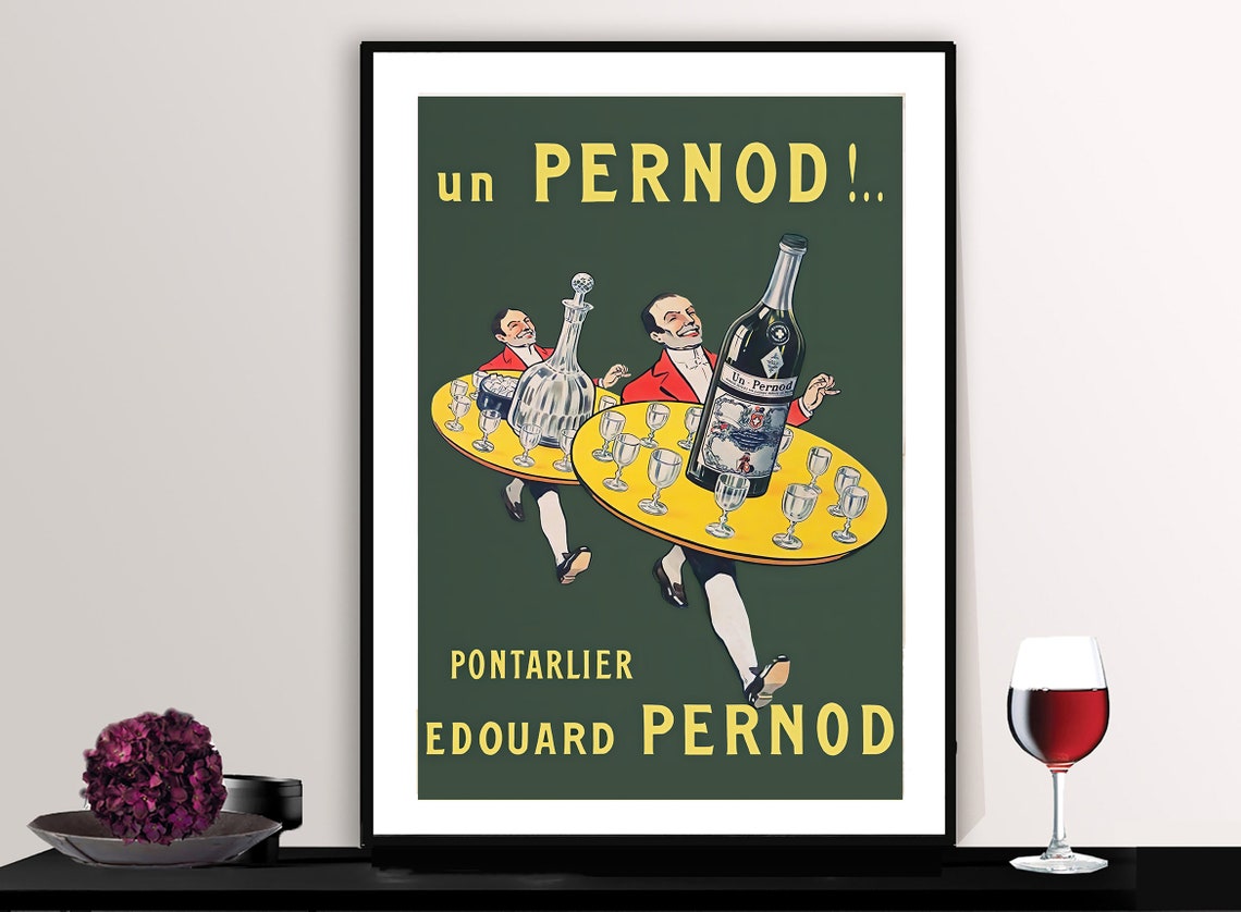 Edouard Pernod Absinthe Waiters Trays Vintage French Beverage Poster
