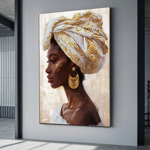 African Woman Portrait Colorful Face Abstract Art Woman Portrait Painting On Framed Woman Art