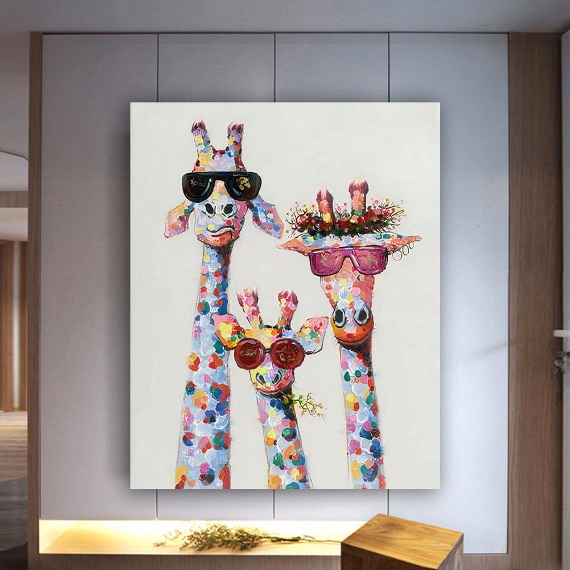 Three Colorful Giraffes Wearing Sunglasses Fun Pop Art Wall Poster - Image 3