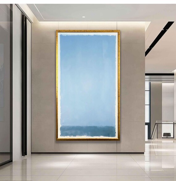 Pale Blue Rothko Style Color Field With Soft Gray Horizon Band Poster