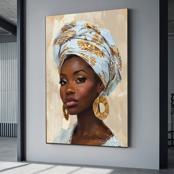 African Woman Portrait Colorful Face Abstract Art Woman Portrait Painting On Framed Woman Art