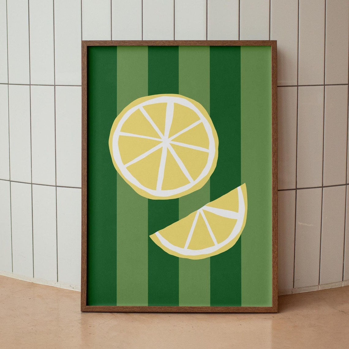 Lemon Trendy Kitchen Poster, Retro Citrus Art